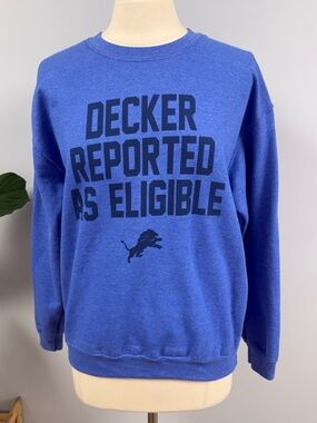 Detroit Lions Sweatshirt Decker Reported As Eligible Women’s M Blue Crewneck